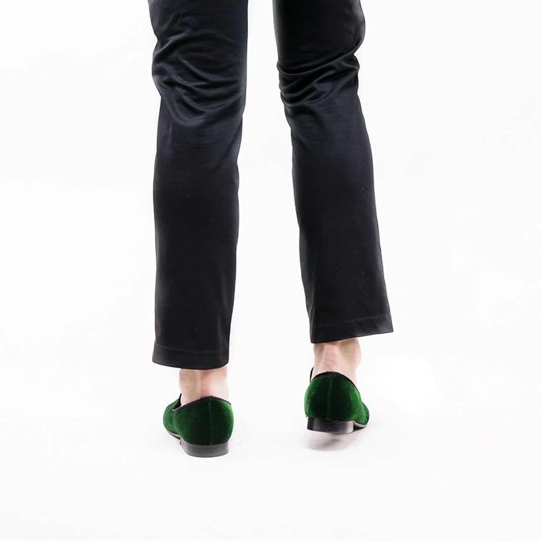 Mens Suede Loafers Embroidered Crown Slip On Shoes