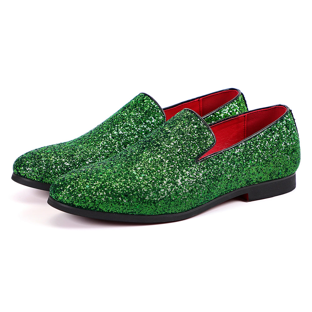 Men's Metallic Glitter Smoking Loafers