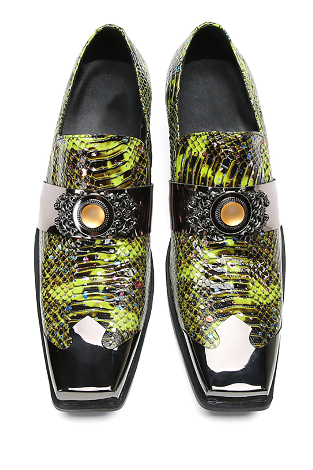 Men's Metal-Square Toe Western Penny Loafers