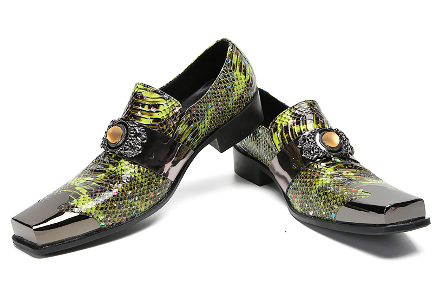 Men's Metal-Square Toe Western Penny Loafers