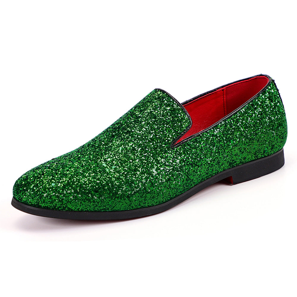 Men's Metallic Glitter Smoking Loafers