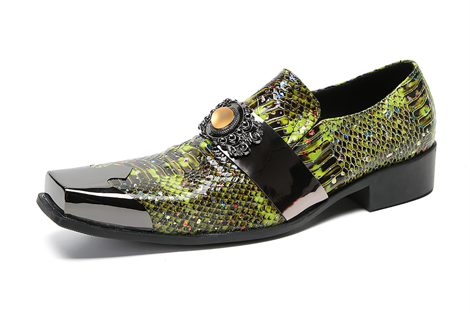 Men's Metal-Square Toe Western Penny Loafers