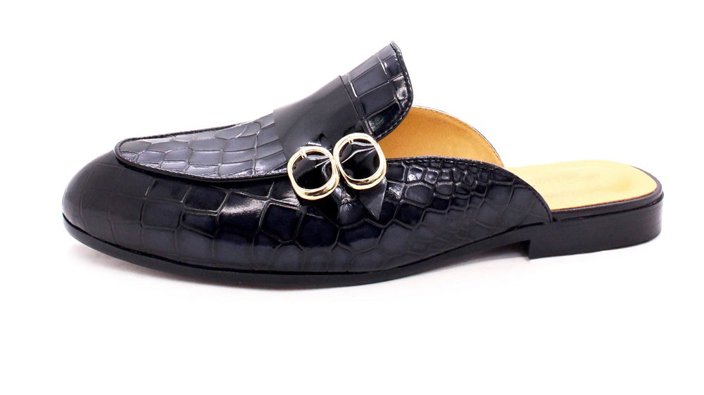 Mules de vestir con estampado de cocodrilo para hombre