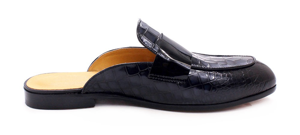Mules de vestir con estampado de cocodrilo para hombre