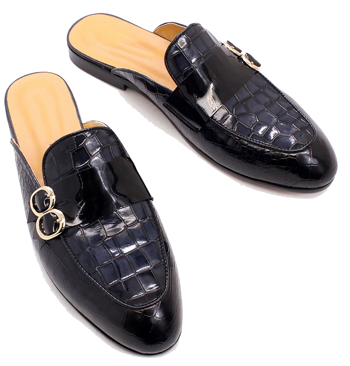 Mules de vestir con estampado de cocodrilo para hombre