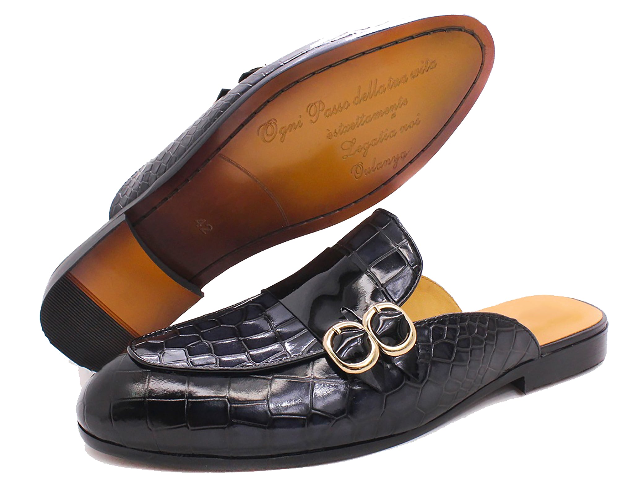 Mules de vestir con estampado de cocodrilo para hombre