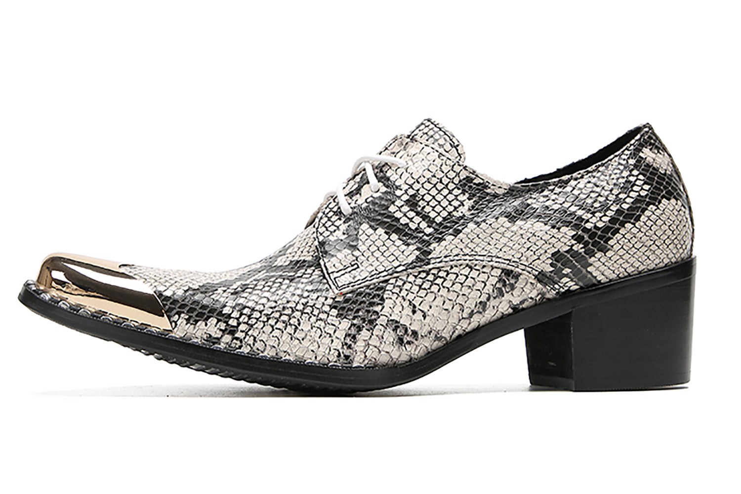 Men's Casual Snakeskin Texture Western Derby
