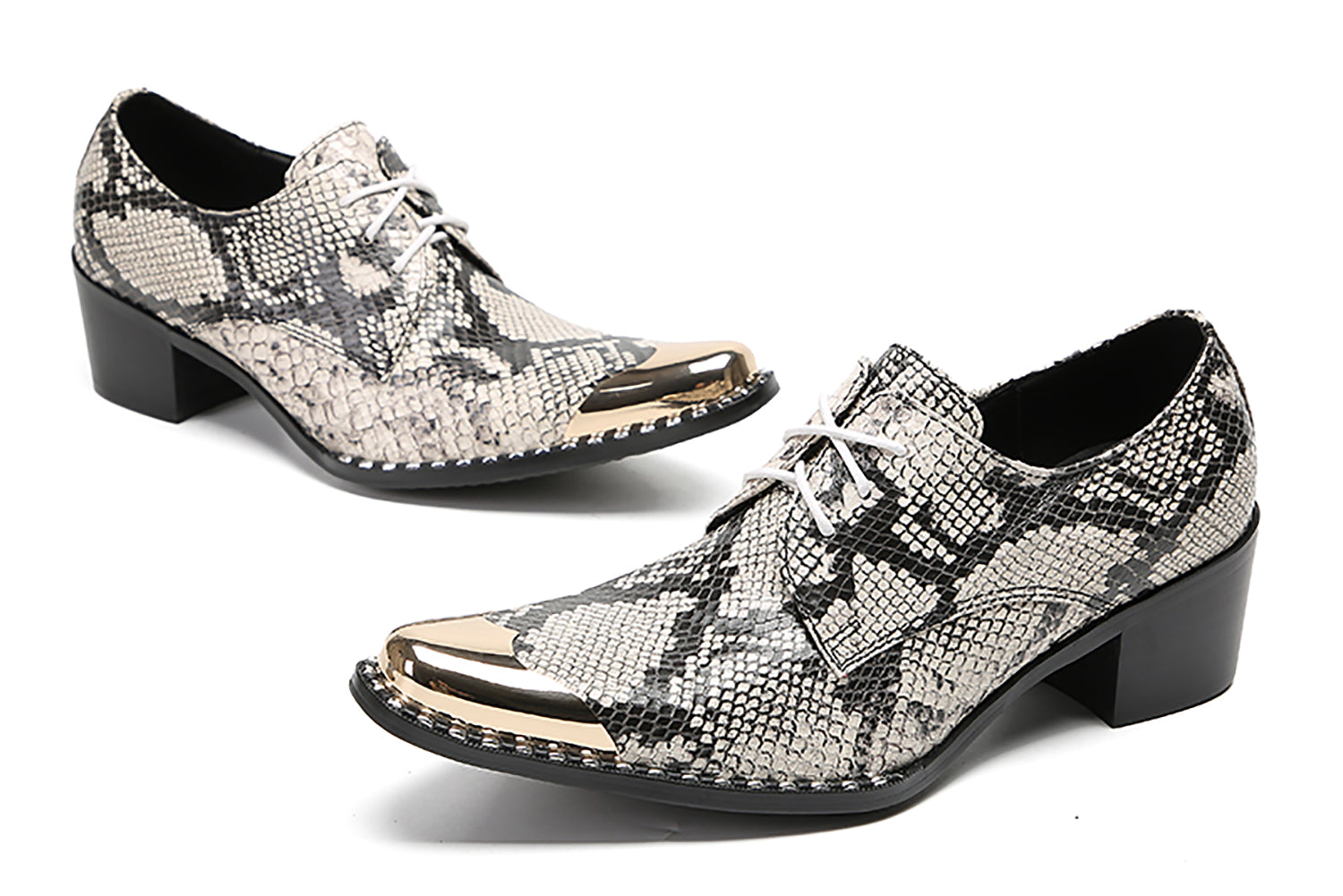 Men's Casual Snakeskin Texture Western Derby