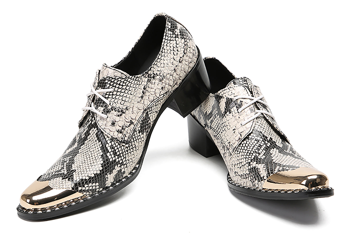 Men's Casual Snakeskin Texture Western Derby