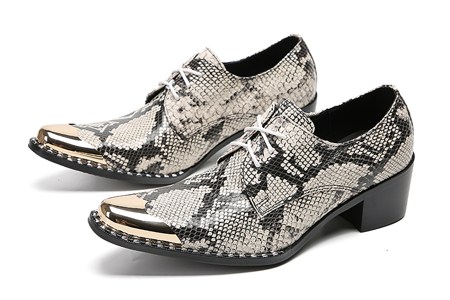 Men's Casual Snakeskin Texture Western Derby