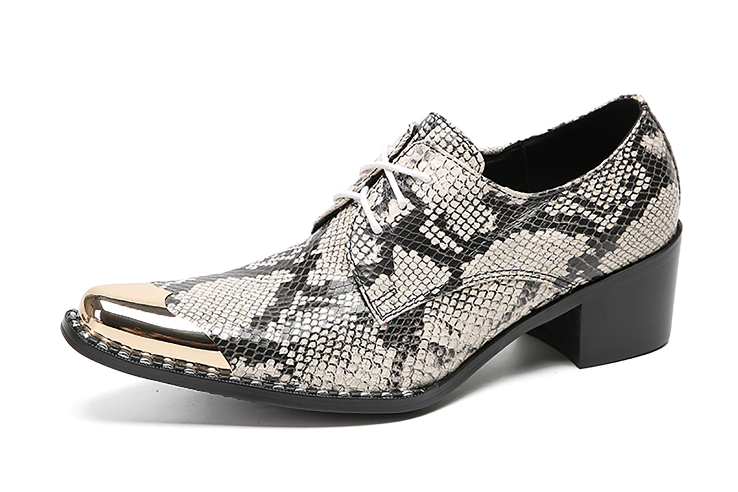 Men's Casual Snakeskin Texture Western Derby