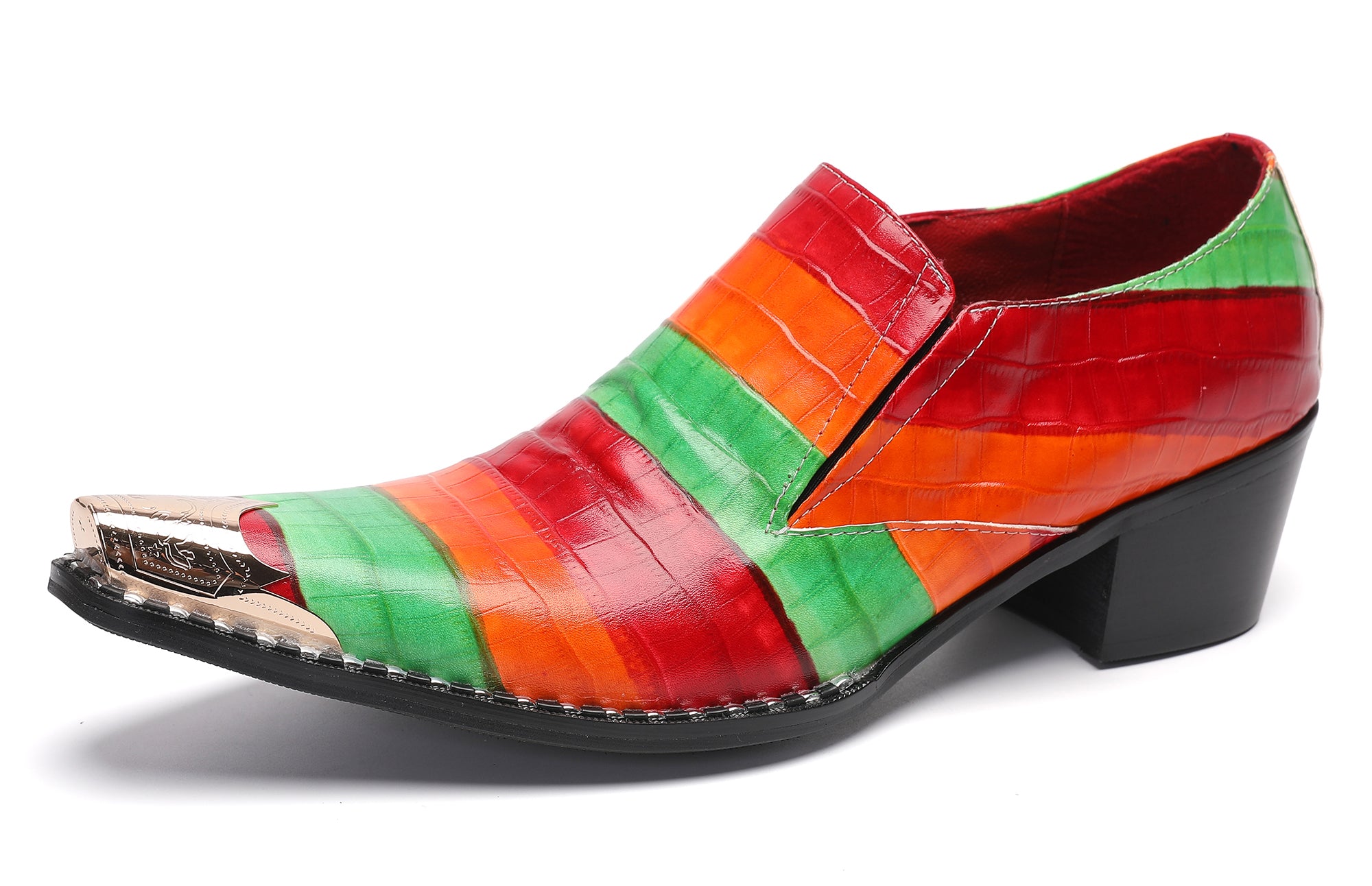 Mocasines Penny coloridos occidentales con punta de metal para hombre