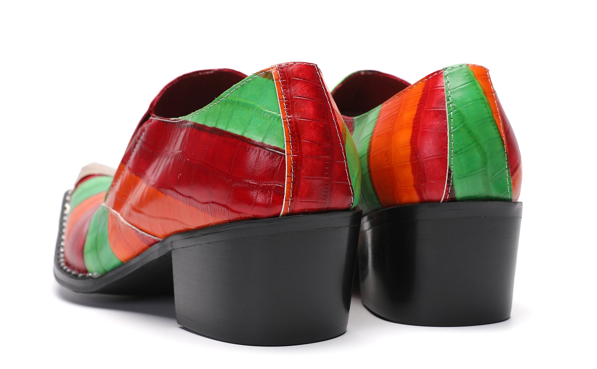Mocasines Penny coloridos occidentales con punta de metal para hombre