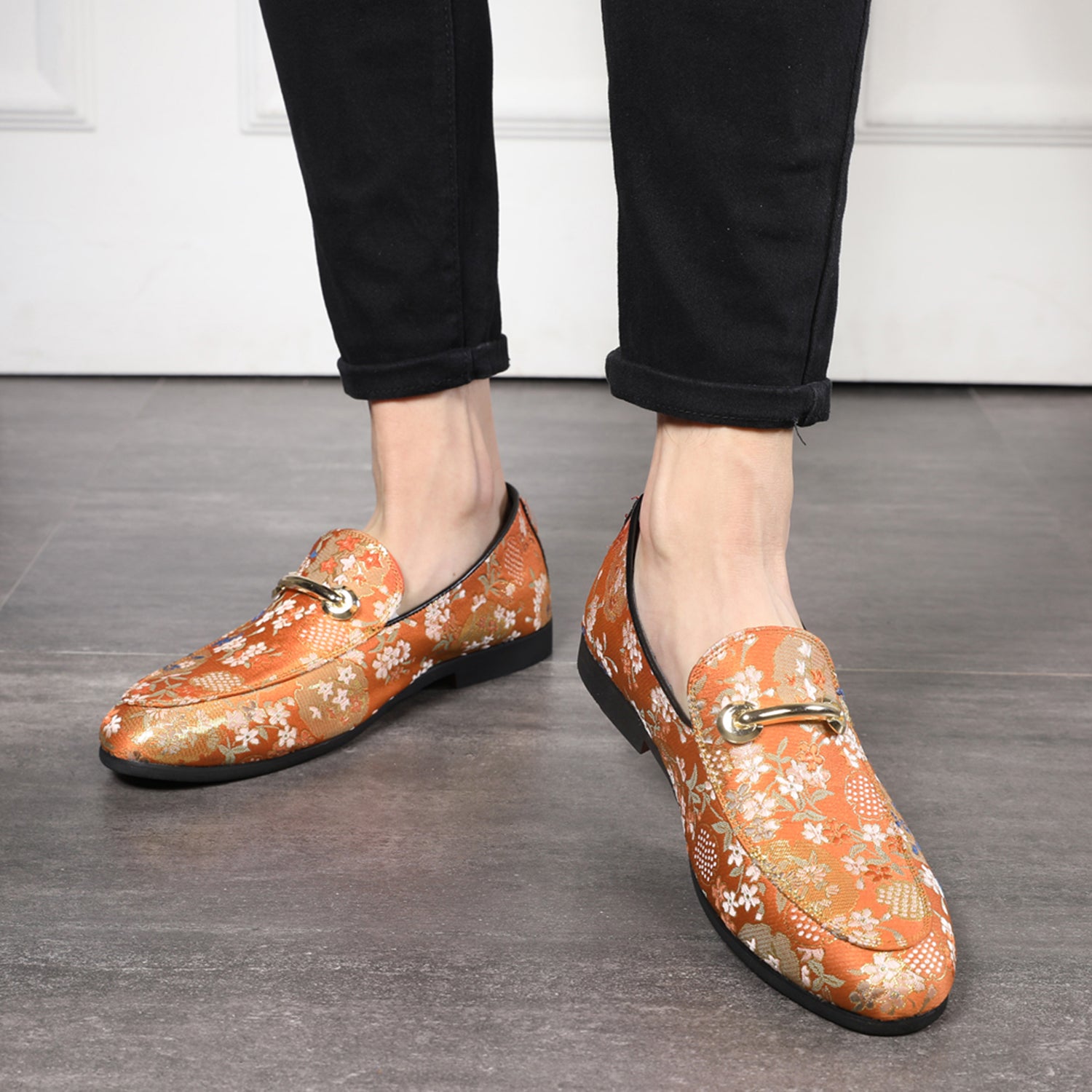 Men's Embroidery Horsebit Smoking Loafer