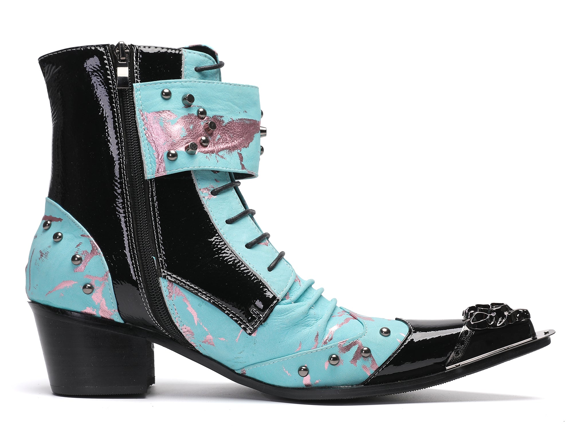 Men's Metal-Tip Toe Button Hight Western Boots