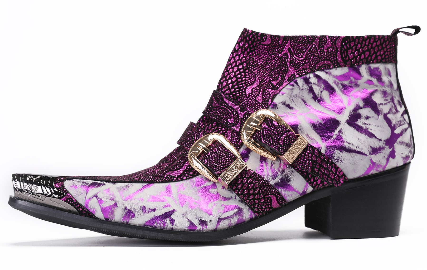 Mens Casual Two Tone Buckles Western Boots