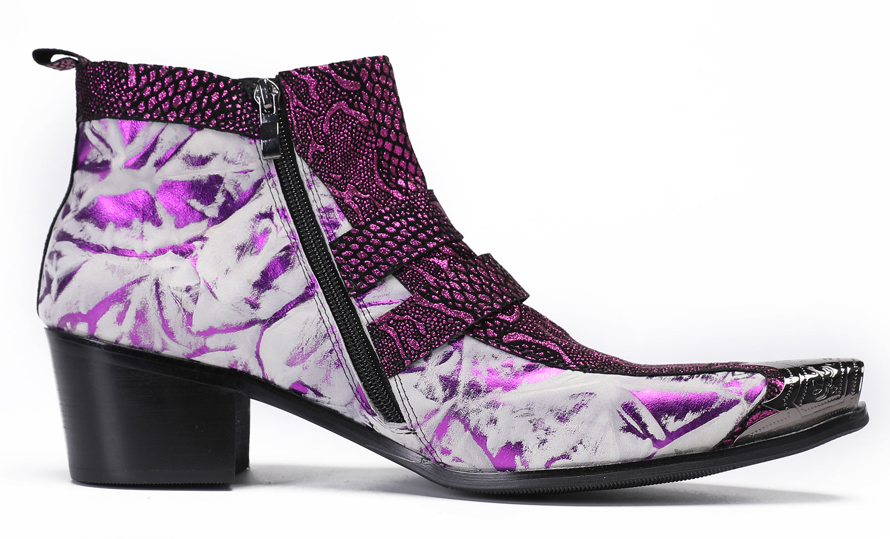 Mens Casual Two Tone Buckles Western Boots