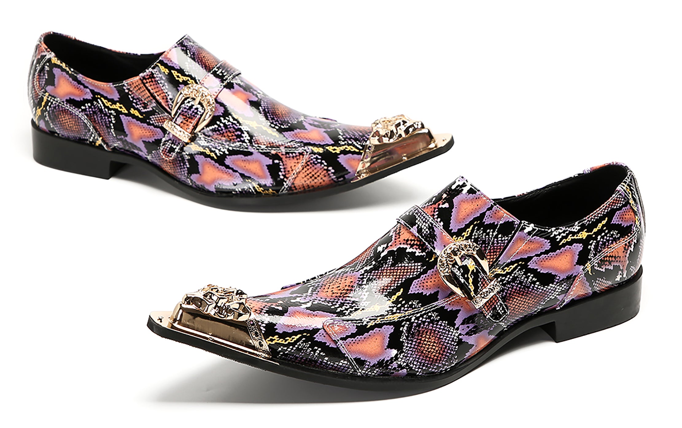 Mens Casual Meatal Tip Toe Slip On Western Loafers