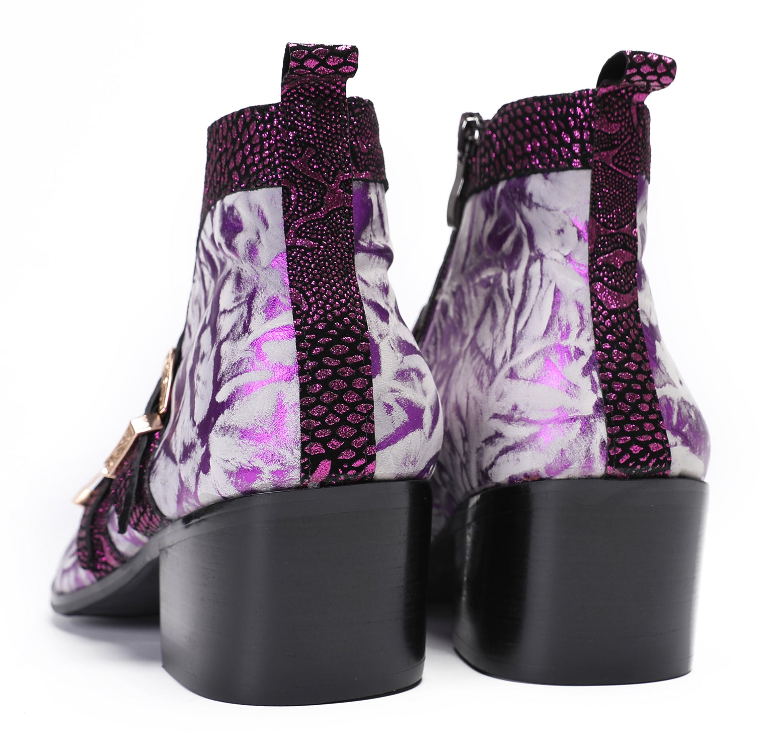Mens Casual Two Tone Buckles Western Boots