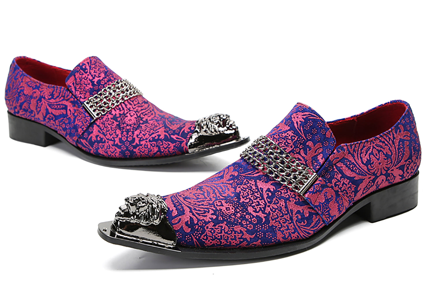 Men's Metal-Tip Toe Buttons Western Penny Loafers
