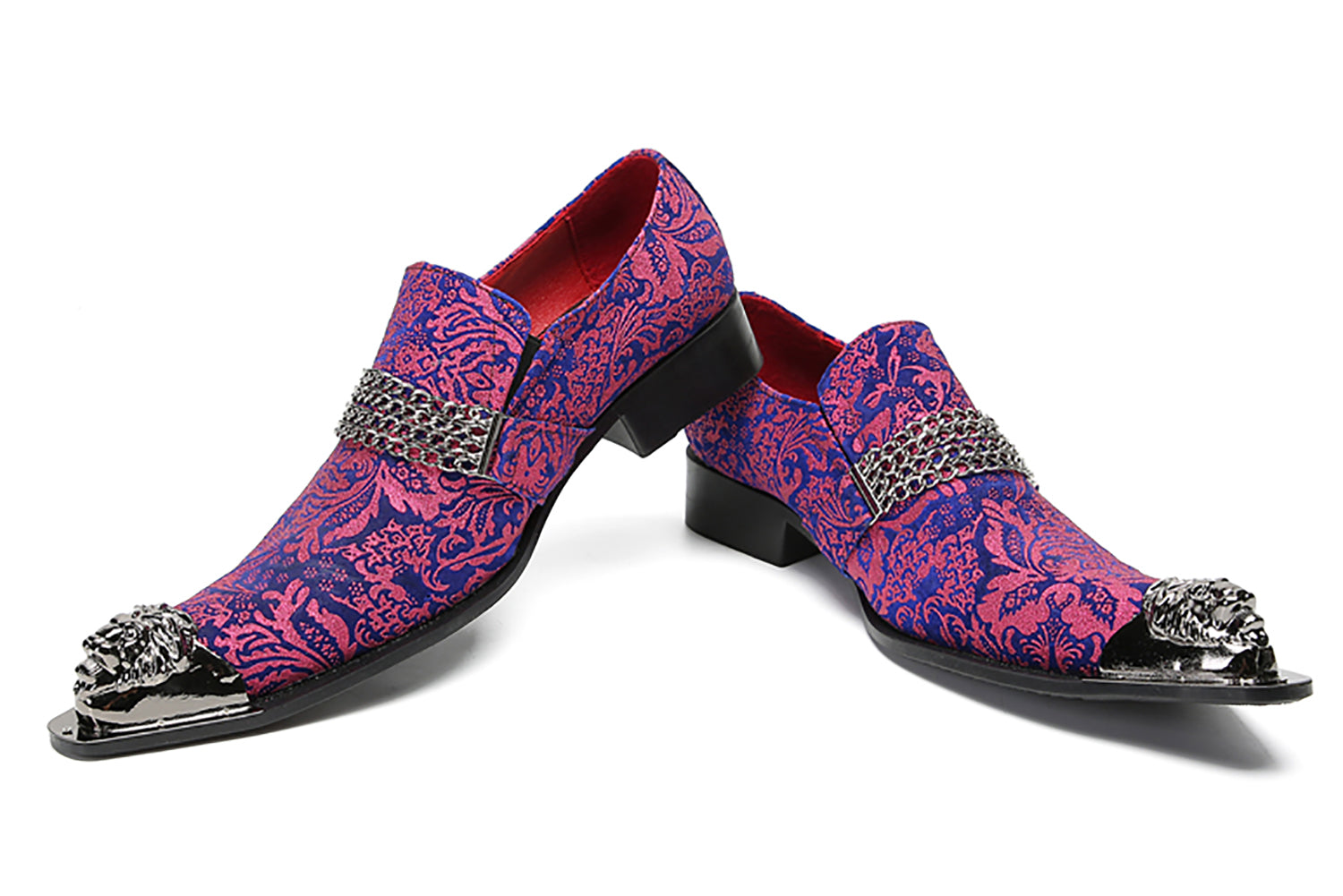 Men's Metal-Tip Toe Buttons Western Penny Loafers
