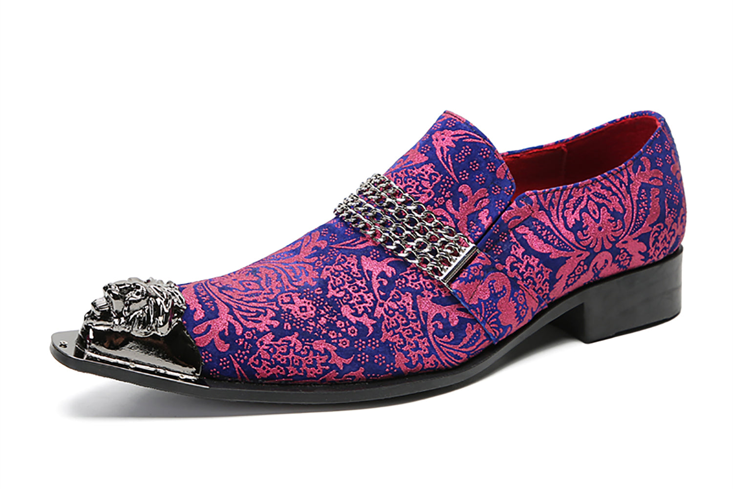 Men's Metal-Tip Toe Buttons Western Penny Loafers