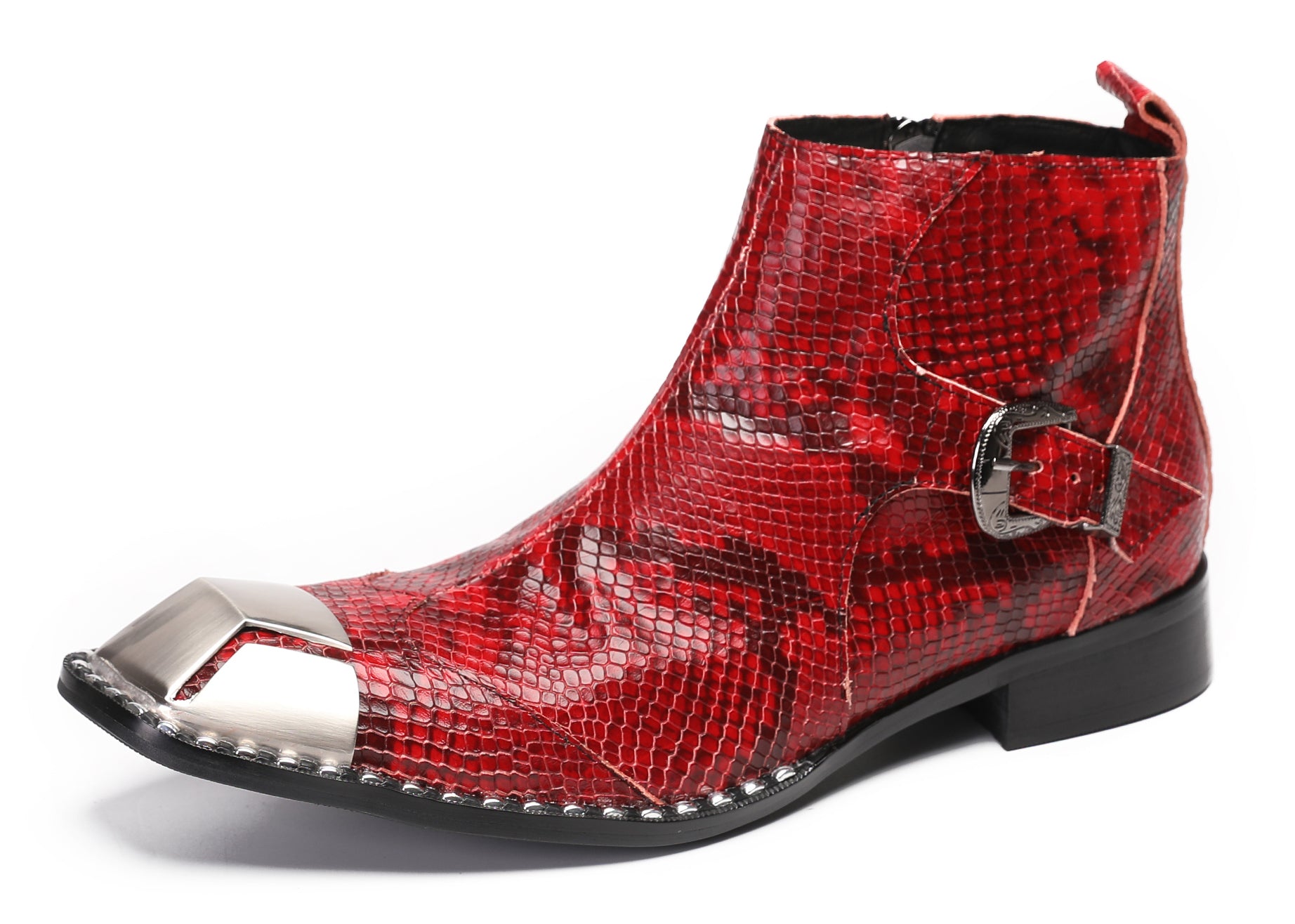 Mens Party Casual Zipper Buckle Western Boots