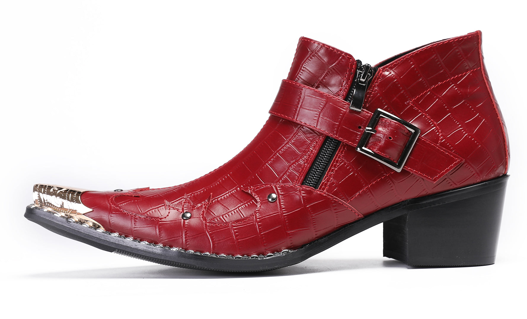 Mens Casual Party Snakeskin Texture Western Boots