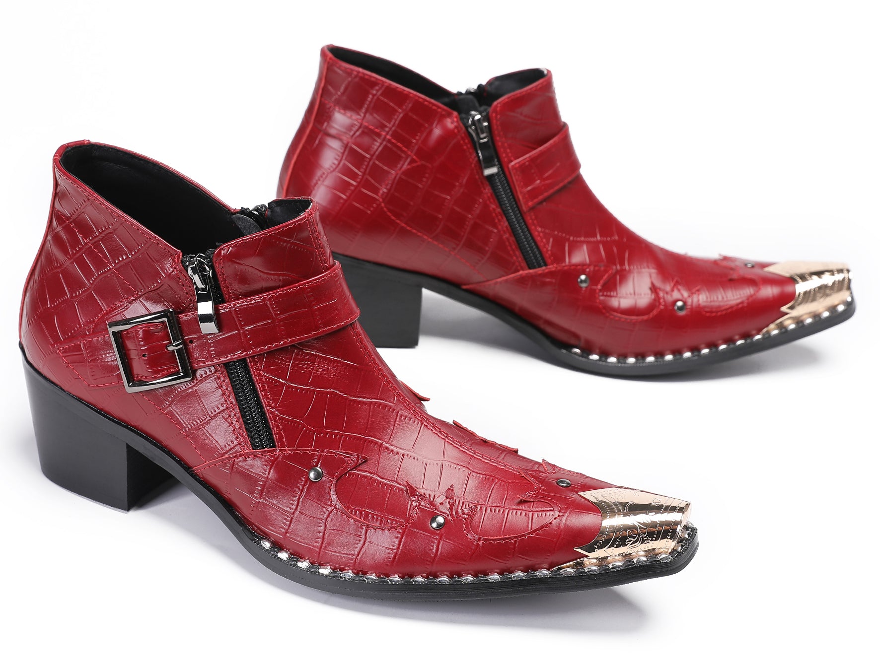 Mens Casual Party Snakeskin Texture Western Boots