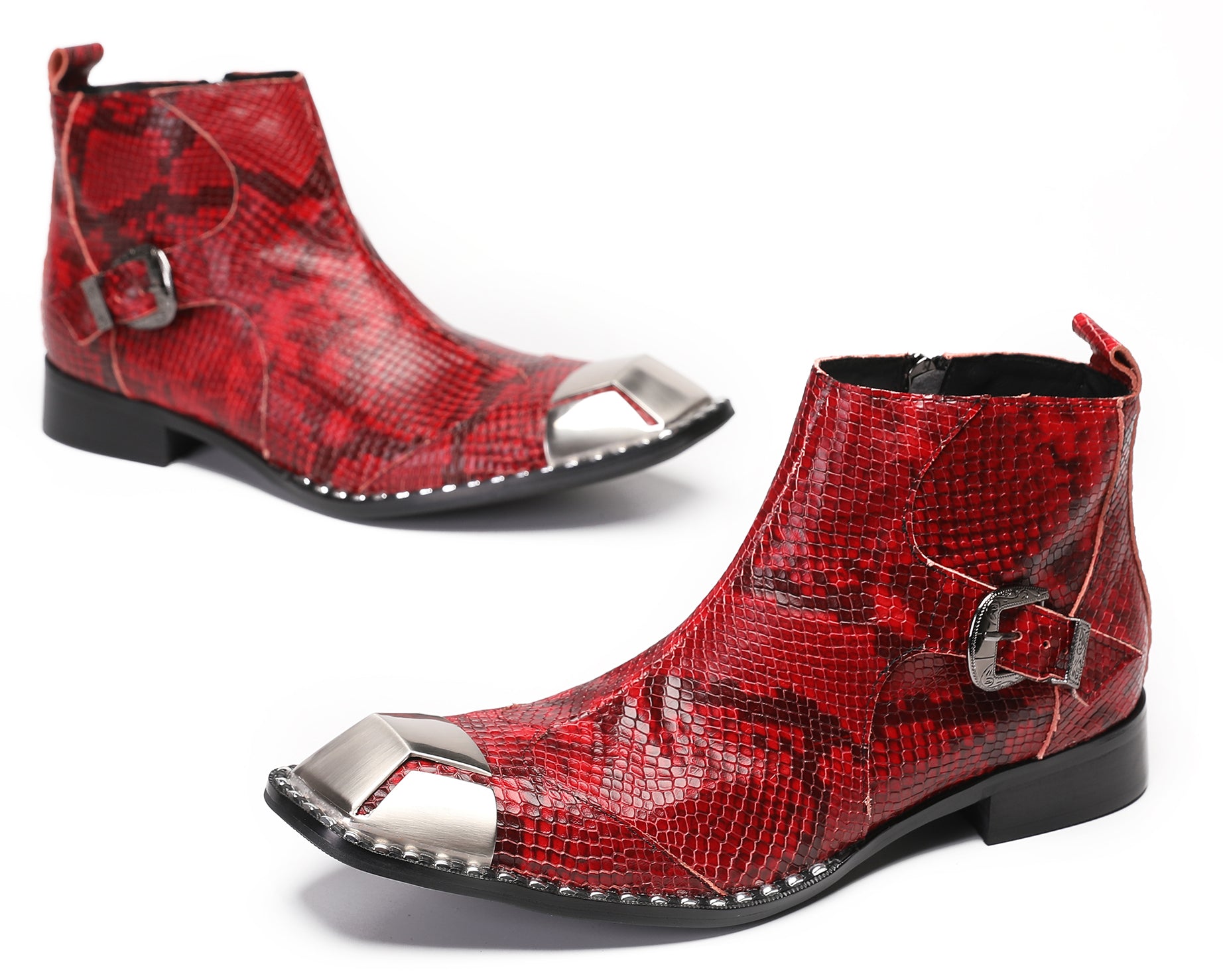 Mens Party Casual Zipper Buckle Western Boots