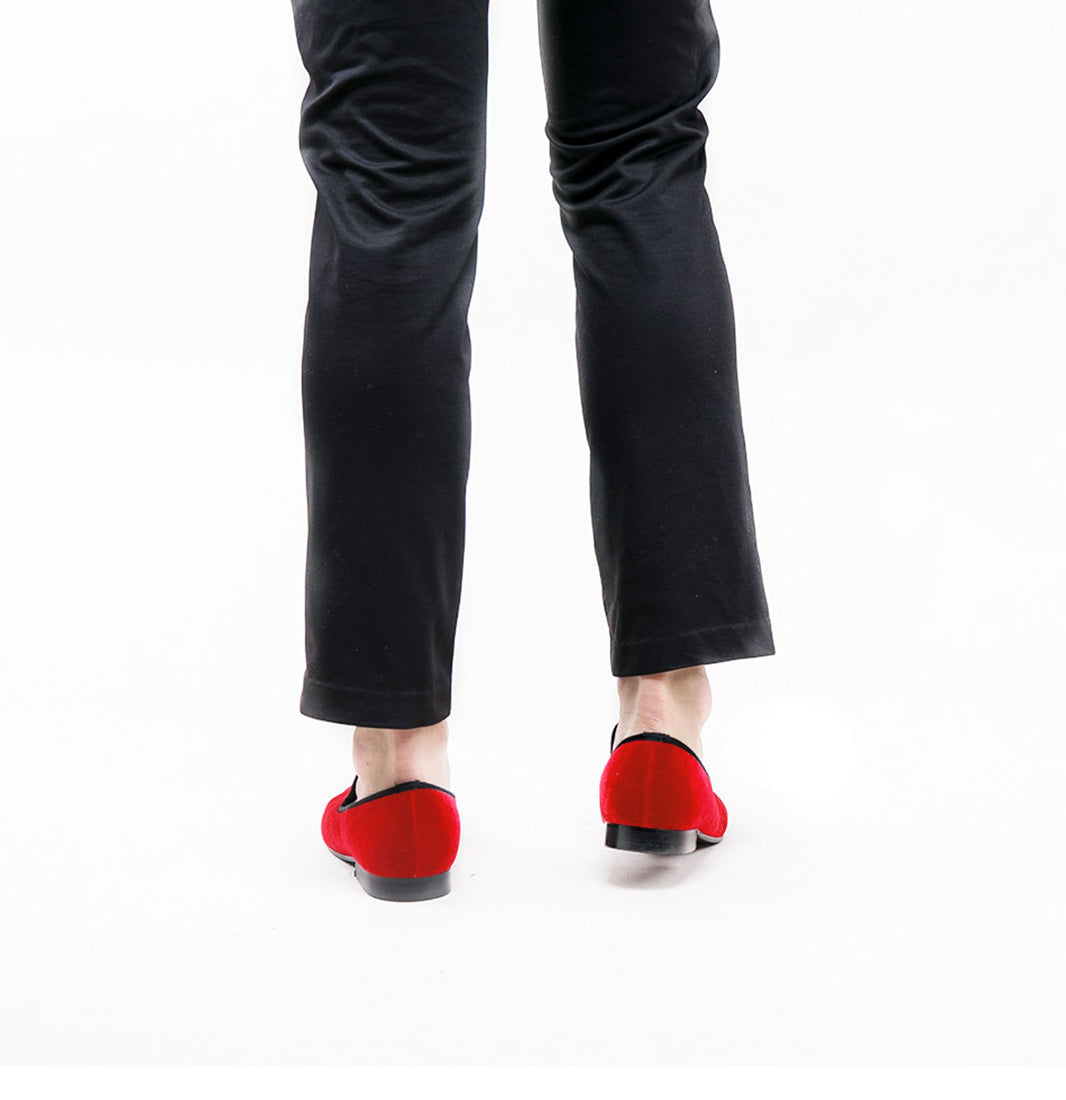 Mens Suede Loafers Embroidered Crown Slip On Shoes