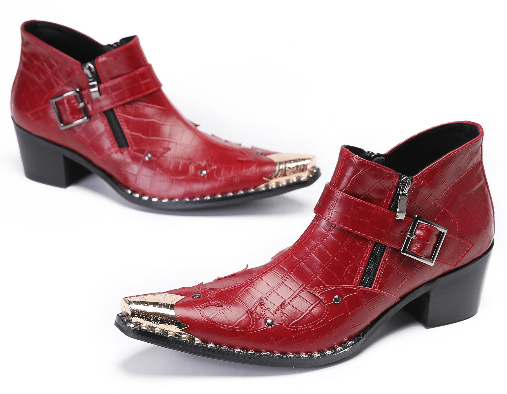 Mens Casual Party Snakeskin Texture Western Boots