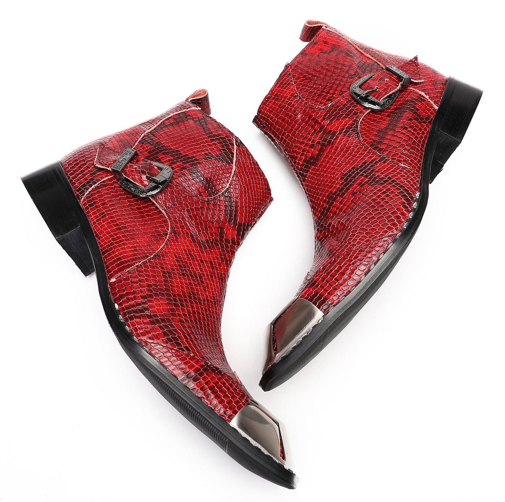 Mens Party Casual Zipper Buckle Western Boots