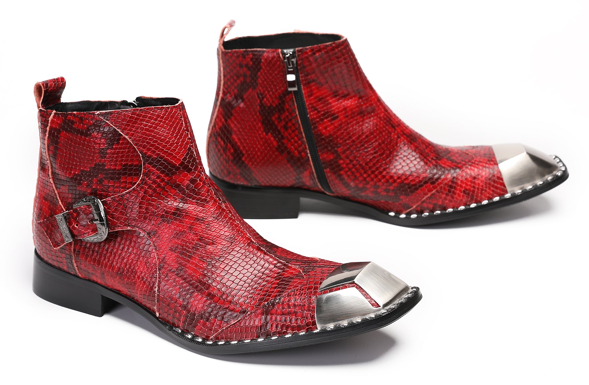 Mens Party Casual Zipper Buckle Western Boots