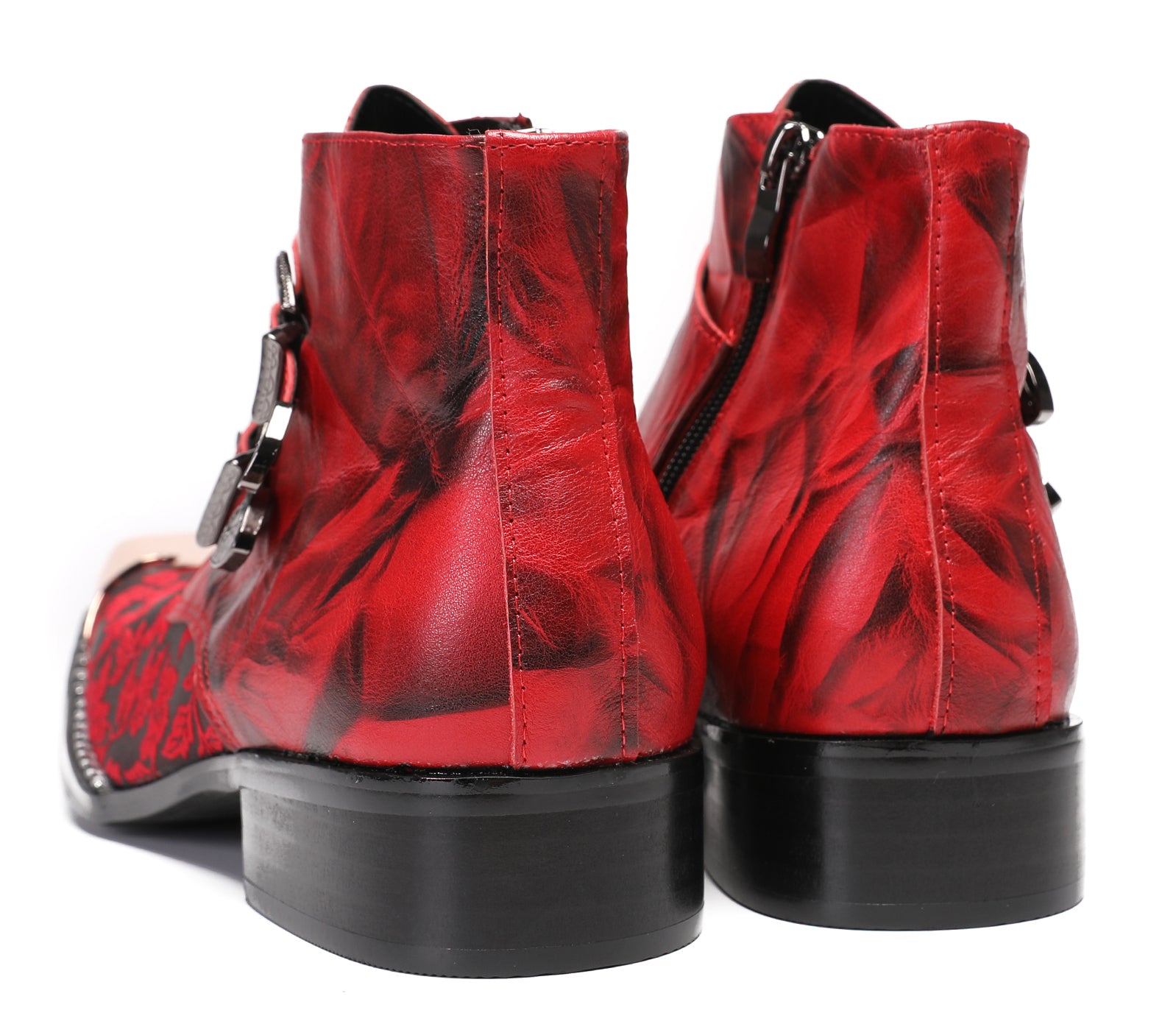Mens Red Dress Casual  Floral Western Boots