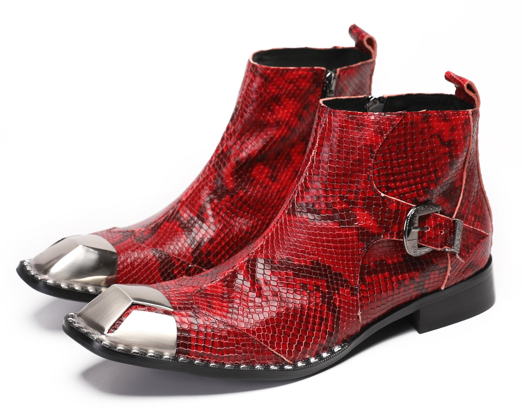 Mens Party Casual Zipper Buckle Western Boots