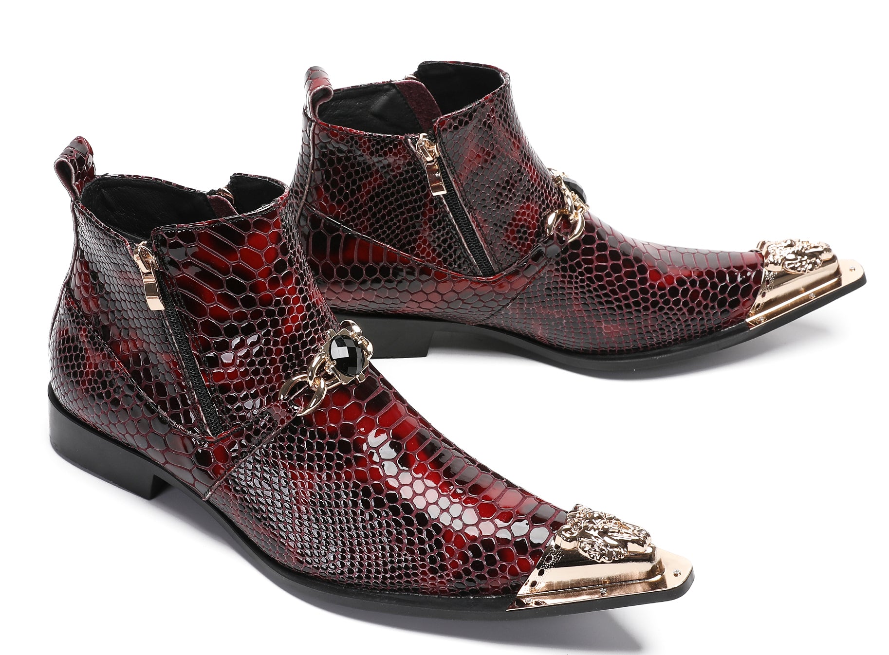 Mens Casual Party Red Dress Western Boots