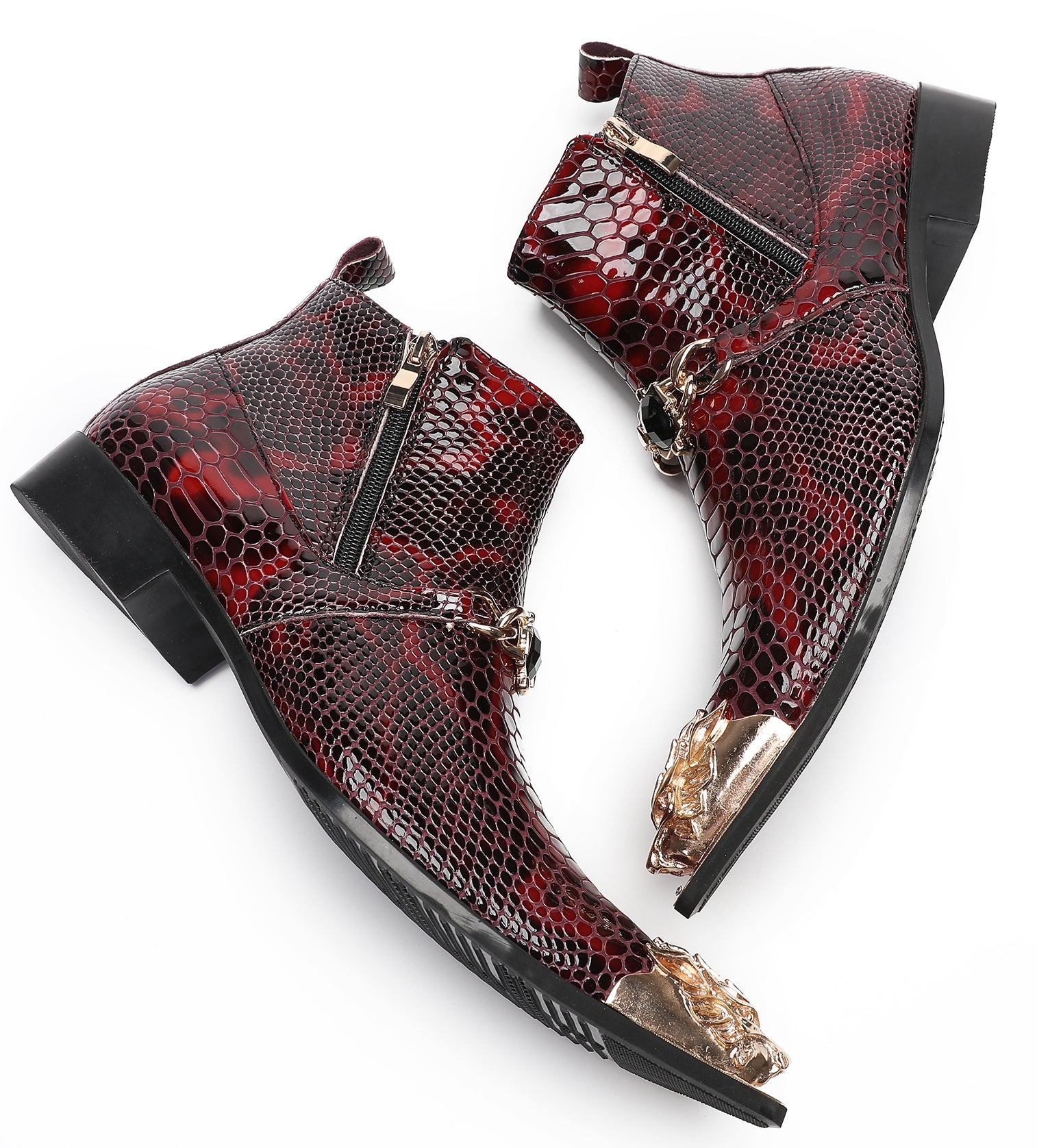 Mens Casual Party Red Dress Western Boots
