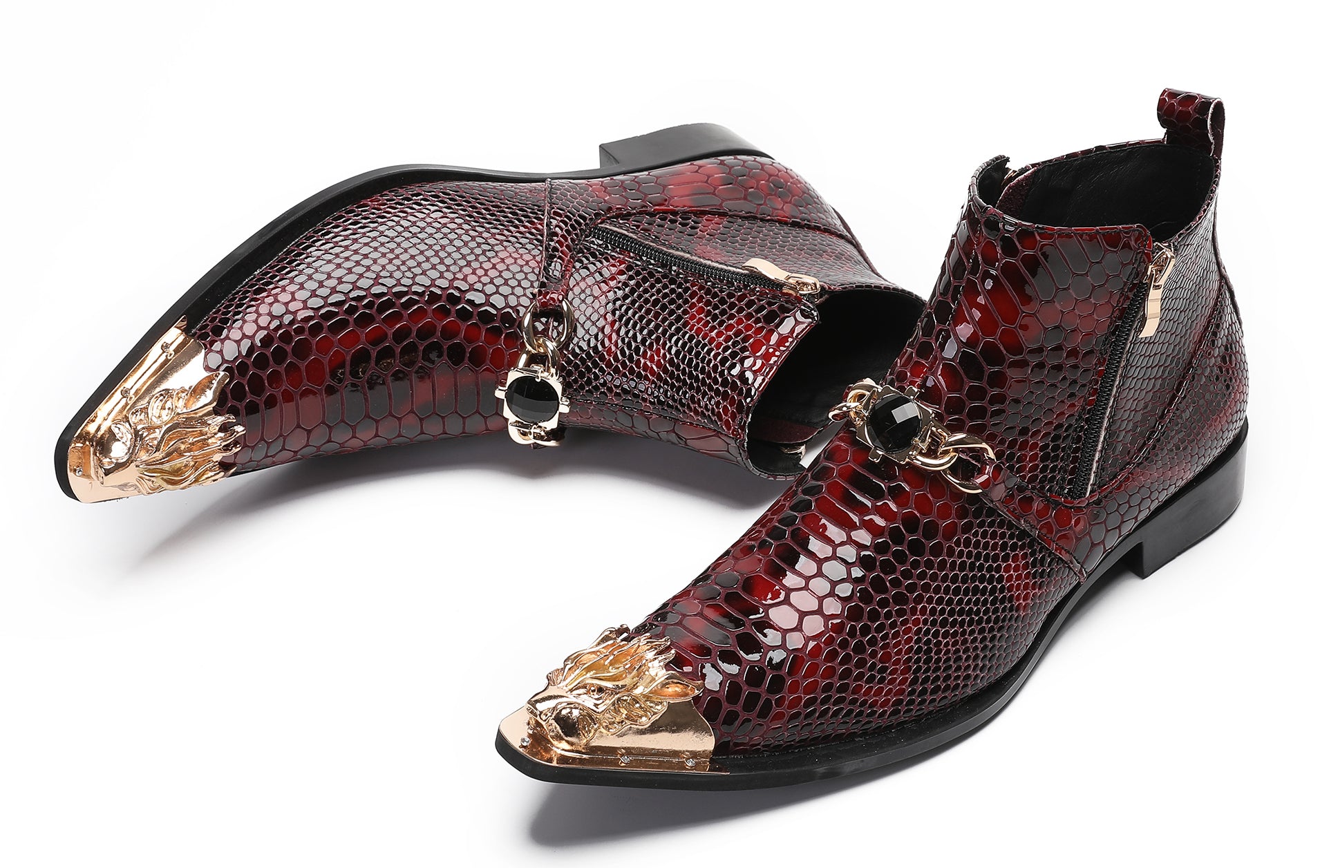 Mens Casual Party Red Dress Western Boots