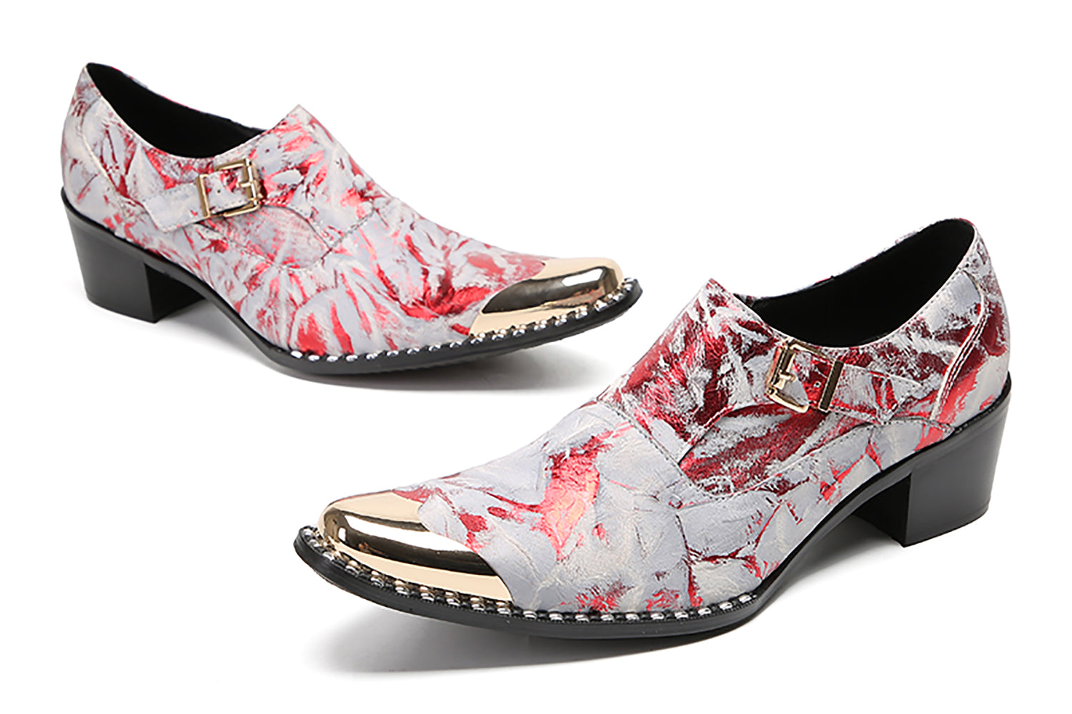 Men's Metal-Tip Buttons Western Loafers