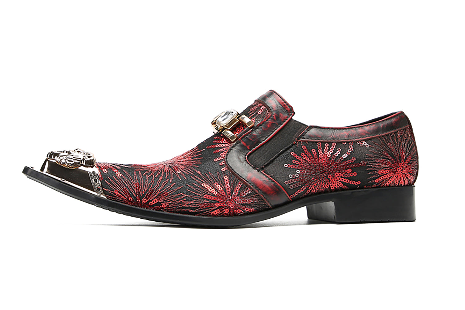 Men's Metal-Tip Toe Sequins Western Penny Loafers