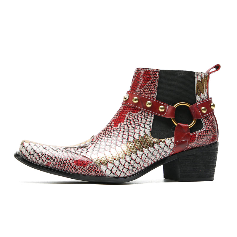 Men's Fashion Buttons Beaded Western Chelsea Boots
