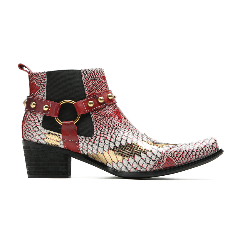 Men's Fashion Buttons Beaded Western Chelsea Boots