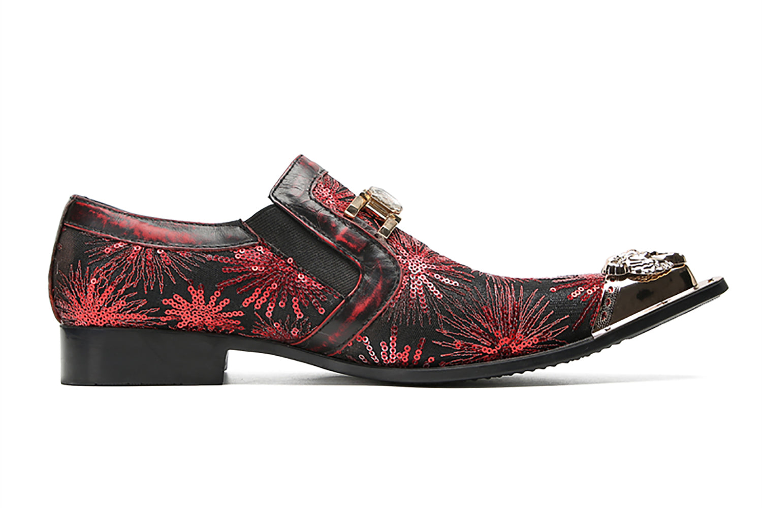 Men's Metal-Tip Toe Sequins Western Penny Loafers