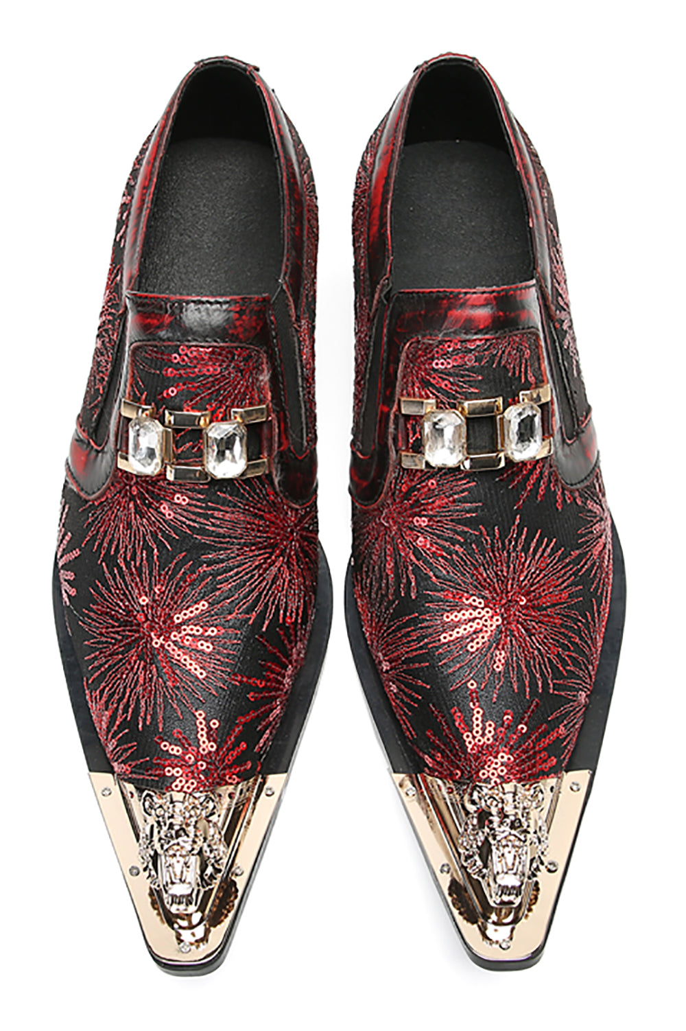 Men's Metal-Tip Toe Sequins Western Penny Loafers