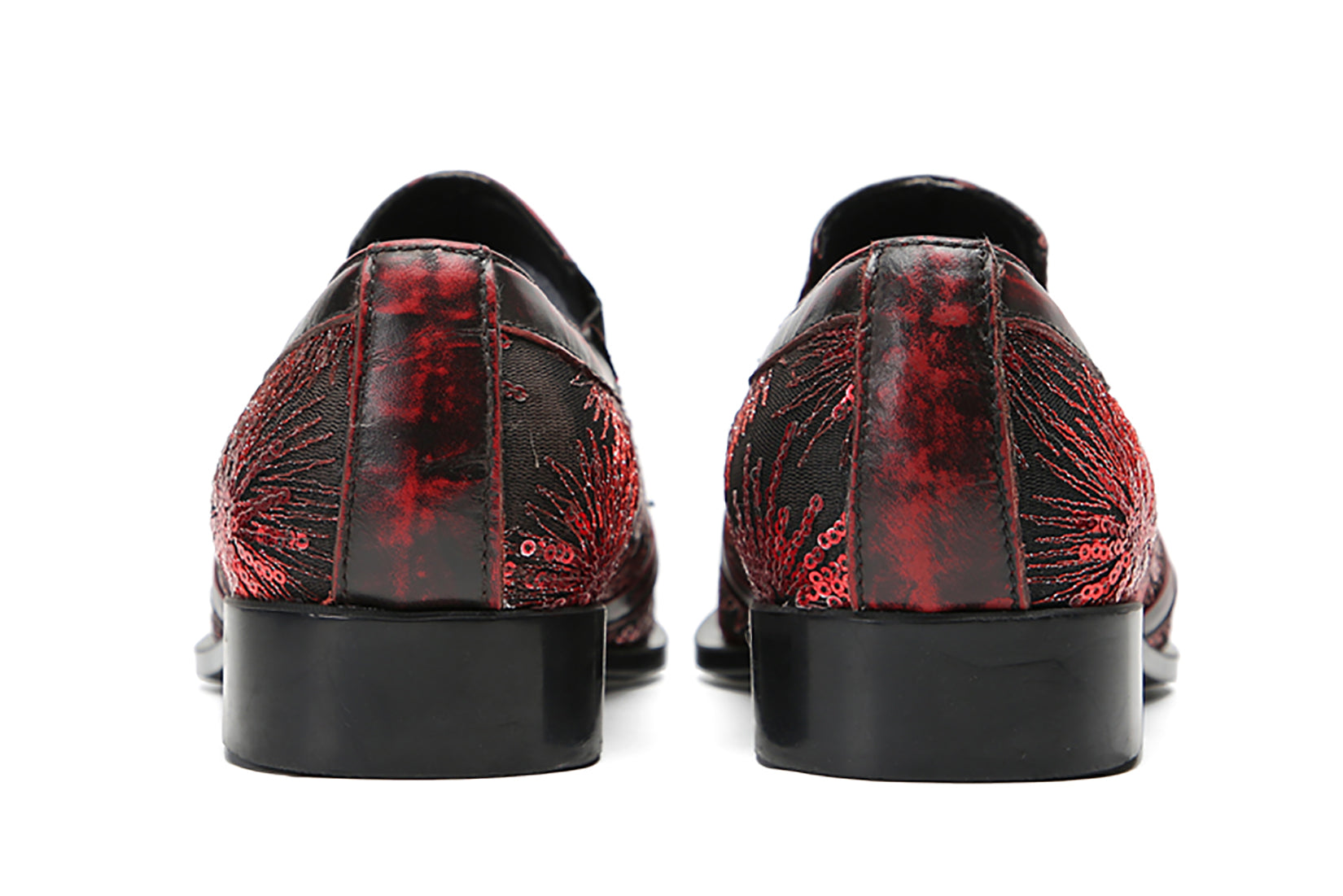 Men's Metal-Tip Toe Sequins Western Penny Loafers