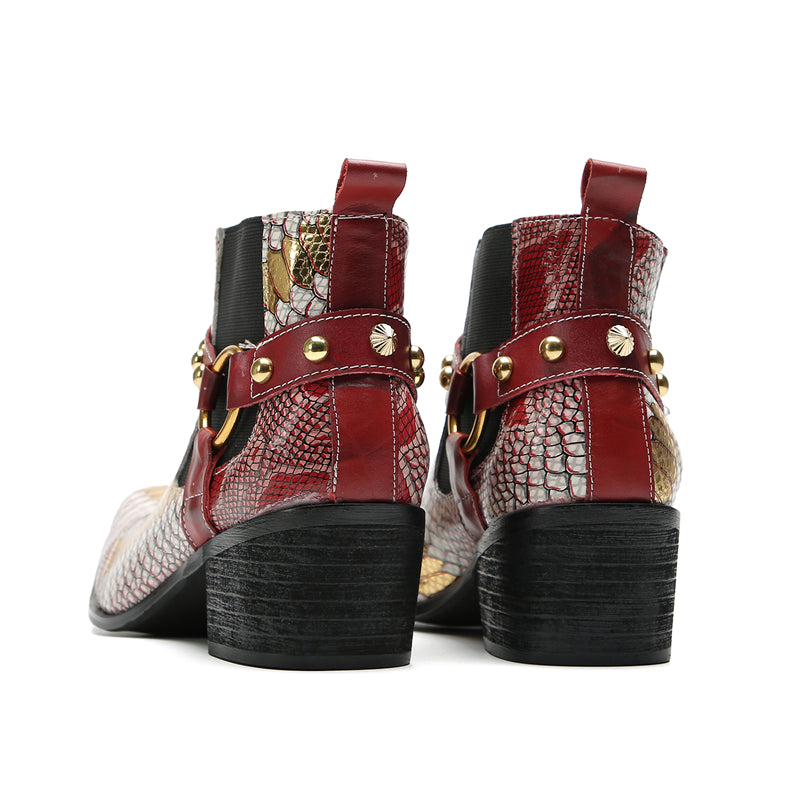 Men's Fashion Buttons Beaded Western Chelsea Boots