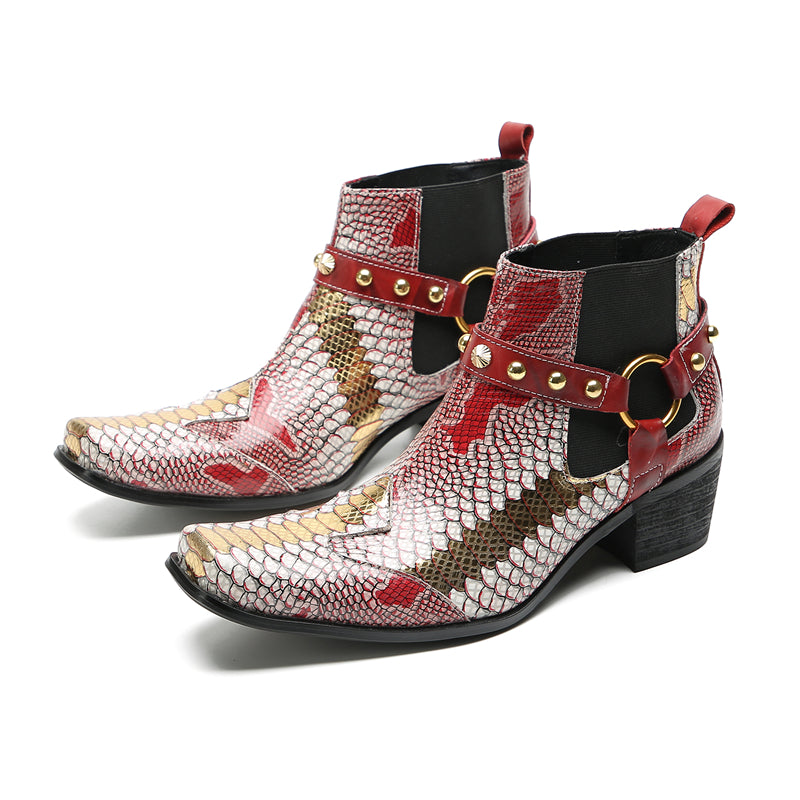 Men's Fashion Buttons Beaded Western Chelsea Boots