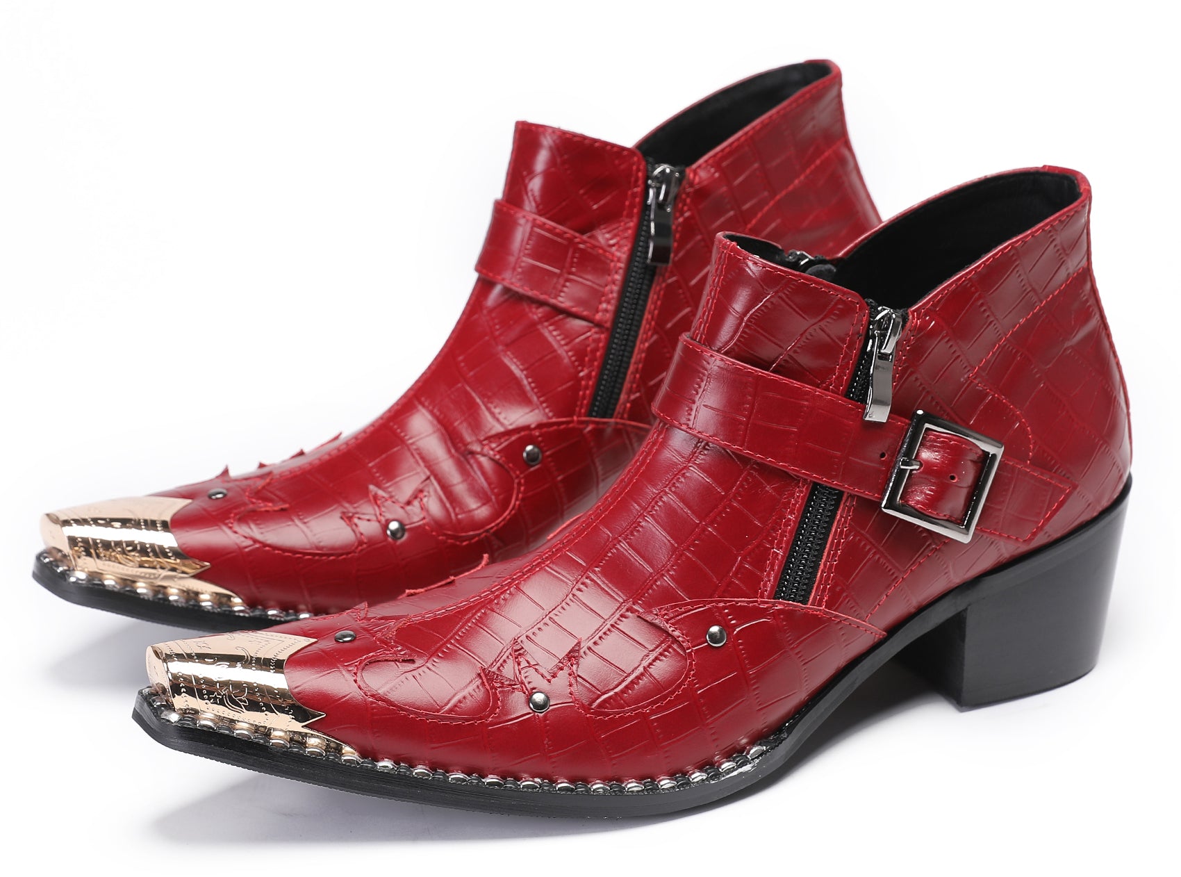 Mens Casual Party Snakeskin Texture Western Boots