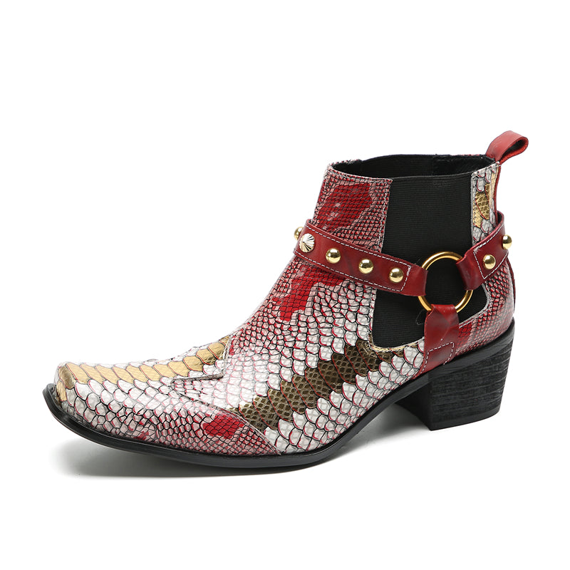 Men's Fashion Buttons Beaded Western Chelsea Boots